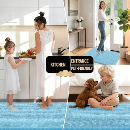 OLANLY Thick Chenille Absorbent Bathroom Rugs Mat 30x20, Sky Blue - Image 6