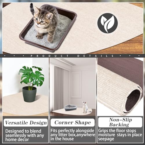Tinideya 2 Pcs Corner Cat Litter Mat Waterproof Litter Box Mat - Image 4