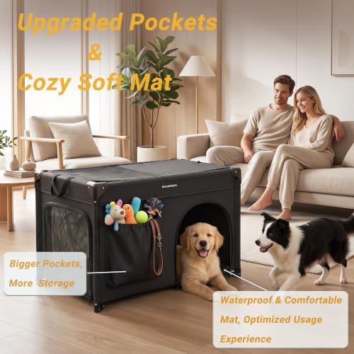 36 Inch Collapsible Travel Dog Crate, 4 Doors & Soft Pet Mat - Image 3