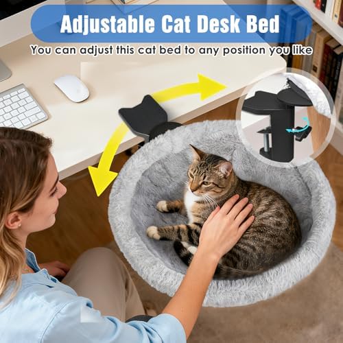 IPOW Heavy Duty 360°Rotating Cat Desk Bed Semi-Circular Cat Bed Hold Up to 40lb - Image 2