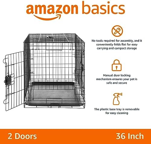 Amazon Basics Portable, Foldable Metal Wire Dog Crate - Image 2