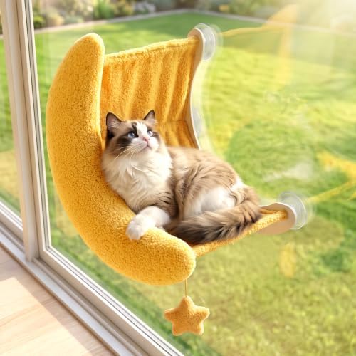 Cat Window Perch Moon Shape, Large Cat Hammock Bed Washable by BOLIAN
