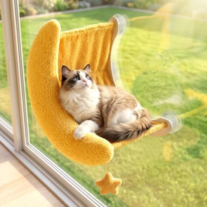 Cat Window Perch Moon Shape, Large Cat Hammock Bed Washable by BOLIAN