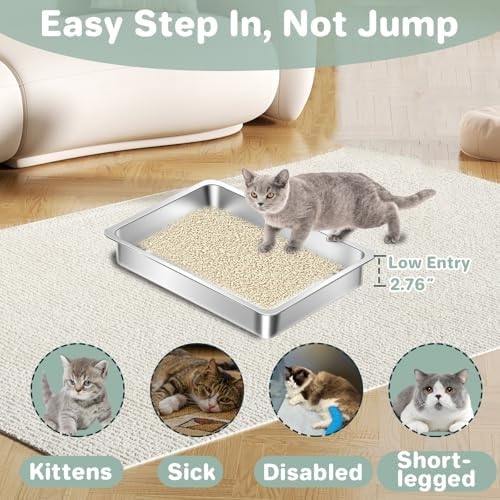 Low Entry Stainless Steel Cat Litter Box - Image 2