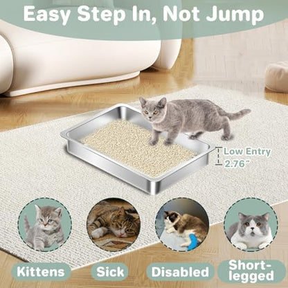 Low Entry Stainless Steel Cat Litter Box - Image 2
