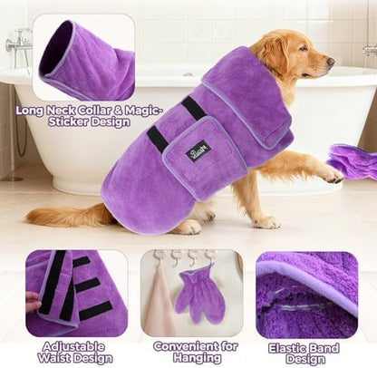 Mihachi Dog Bathrobe Towel Wrap Fast Drying - Image 4