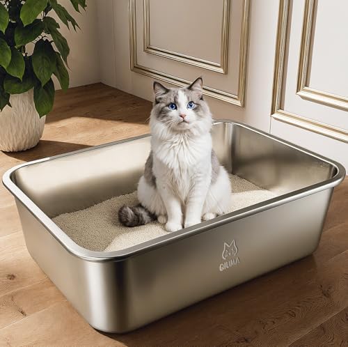 Qiuma Stainless Steel Litter Box, Metal Cat Litter Box by Unknown