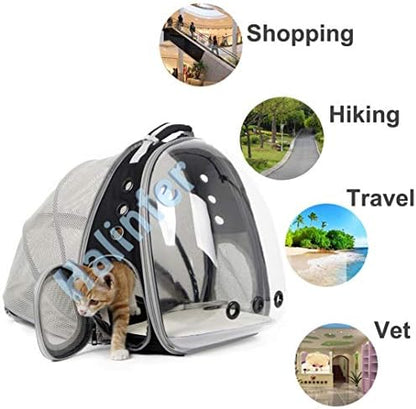 Back Expandable Cat Backpack Carrier, Fit up to 12 lbs, Space Capsule Bubble - Image 3