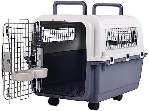 Elevon Plastic Kennels Pet Carrier Rolling Plastic Airline Approved Wire Door - Image 2