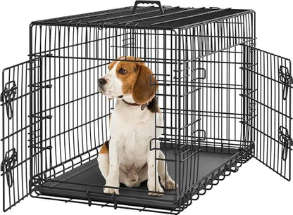 Yaheetech 36in Double Door Metal Dog Crate w/Divider by Yaheetech