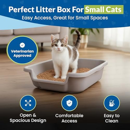 KittyGoHere Senior Cat Litter Box, Small Pan, 2 Pack Misty Gray - Image 2
