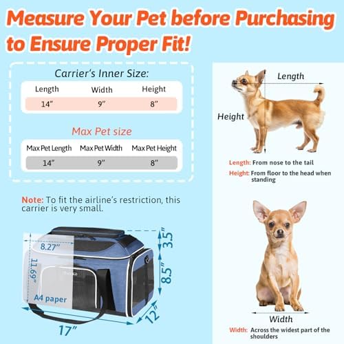 Petskd Top-Expandable Small Pet Carrier 17"x12"x8.5" Airline Approved - Image 3