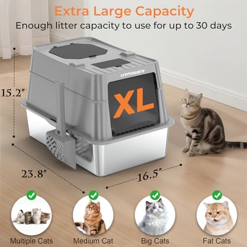 URPOWER XL Stainless Steel Cat Litter Box - Image 6