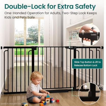 Cumbor Extra Wide Baby Gate, 36.6-69" Walk-Through Dog Gate Black - Image 4