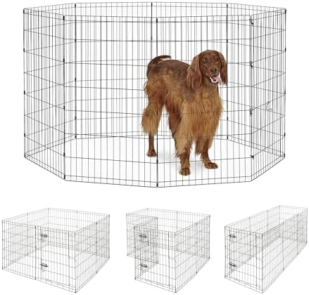 Black Epoxy Dog Exercise Pen – 8-Panel Foldable Metal Playpen by TFFnew