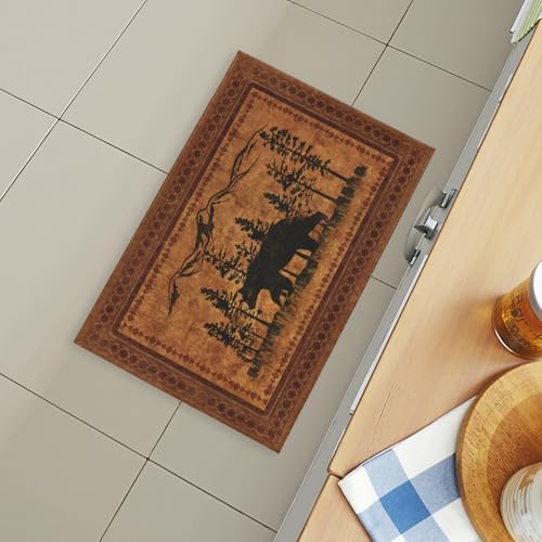 Giwawa Forest Bear Bath Rug Rustic Cabin Absorbent Plush Floor Mat 16"x24" Soft - Image 6
