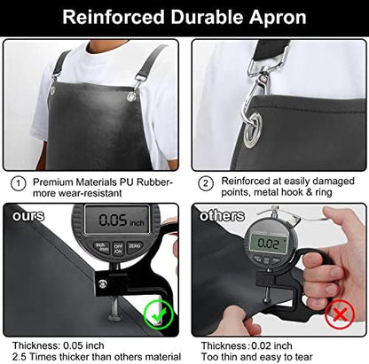SHEOMERN Waterproof Rubber Apron, Lab Work, Dog Grooming Black - Image 4