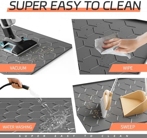 Bulkniu Silicone Cat Litter Mat, Raised Edge Waterproof, Dark Grey - Image 4