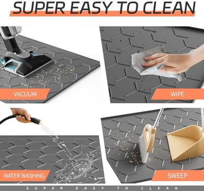 Bulkniu Silicone Cat Litter Mat, Raised Edge Waterproof, Dark Grey - Image 4