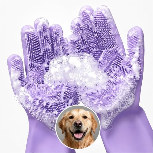 Cat and Dog Washing Gloves, 1 Pair, Soft Silicone by RZleticc