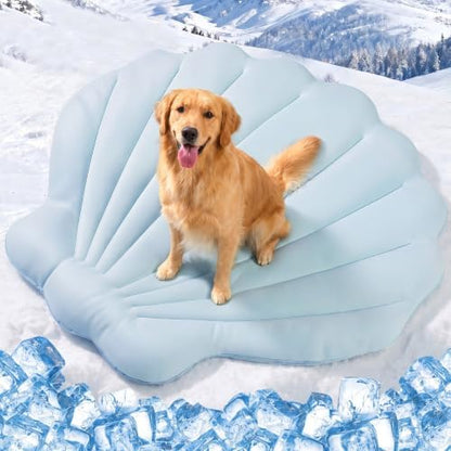 Q-Max>0.5 Dog Cooling Mat, Shell Sky Blue by Tivray