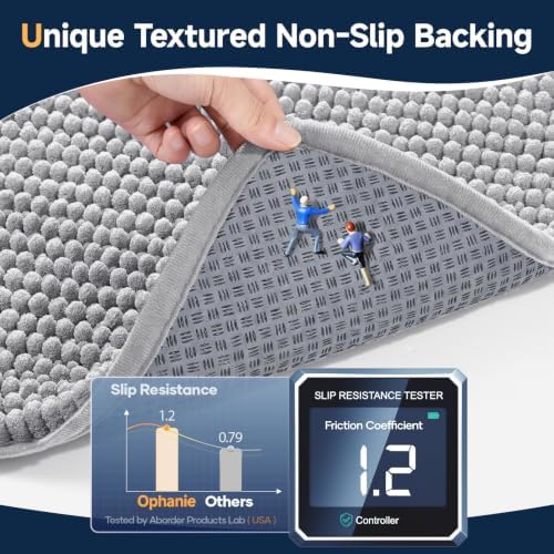 Ophanie Grey Bathroom Runner Rugs 60x24, Soft Chenille Bath Mat, Non Slip - Image 4