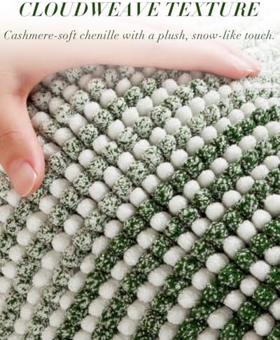 BSICPRO Large Bathroom Rugs Runner, 22x60 Striped Bath Mats, Hunter Green - Image 2