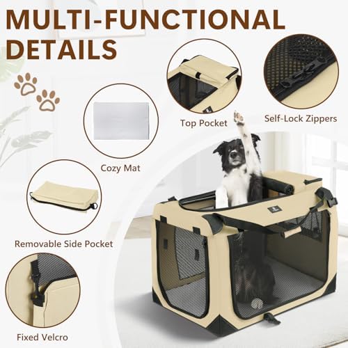 X-ZONE PET Dog Crate 3-Door Kennel, Collapsible Portable Soft Sided Pet Carriers - Image 2