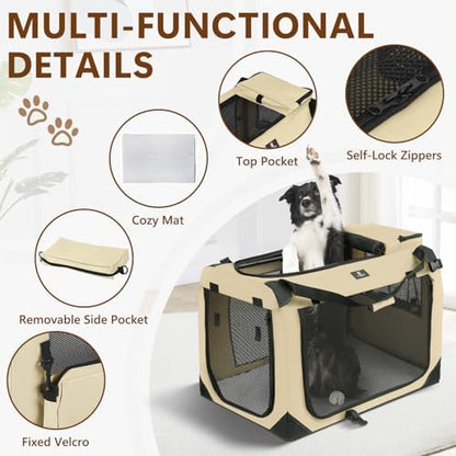 X-ZONE PET Dog Crate 3-Door Kennel, Collapsible Portable Soft Sided Pet Carriers - Image 2
