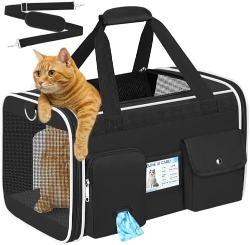 HUANLANG Large Cat Carrier Soft Sided Travel Pet Carrier Airline Approved by HUANLANG