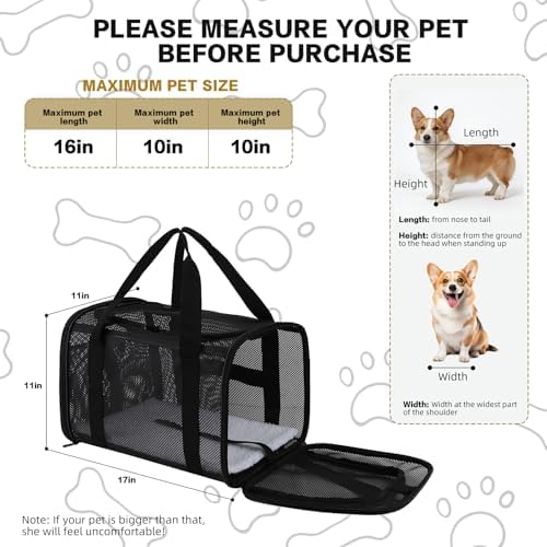 Dog Carrier Pet Carrier for Small Medium Cats Dogs Puppies up to 16 Lbs - Image 3