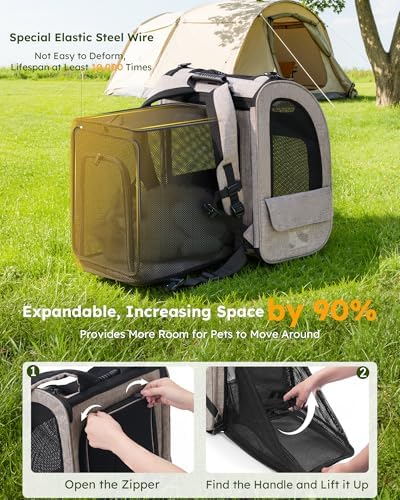 pecute Cat Backpack Expandable, Dog Carrier Backpack Breathable - Image 3