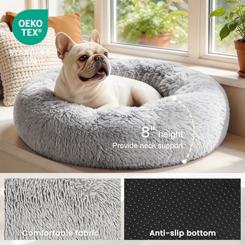 Love's cabin Calming Cat Bed for Indoor Cats, Anti-Anxiety Donut Round Dog Bed - Image 3