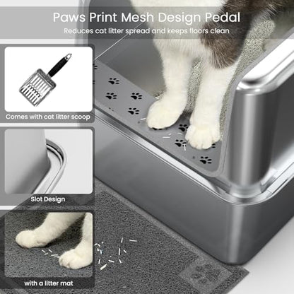 Enclosed Stainless Steel Cat Litter Box - Image 4