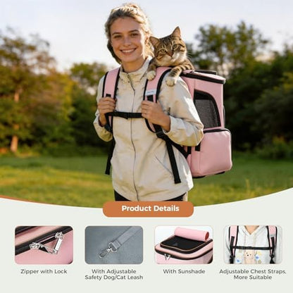 Lekereise Large Cat Backpack Carrier Expandable Pet Carrier Backpack - Image 4