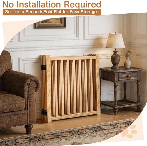 YOCAN Non-Painted Wooden Freestanding Dog Gates -4 Panel H:23” - Image 4