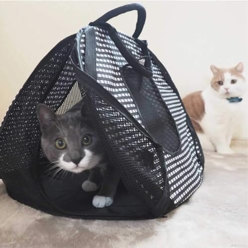 Necoichi Stress-Free Cat Travel Carrier Collapsible Gray White - Image 5