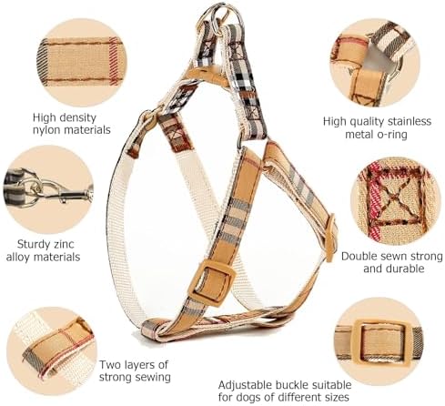 Cute Plaid Dog Harness & Leash Set, Adjustable No‑Pull Safety Buckle Harness - Image 2