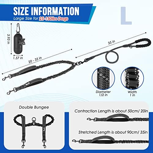 SlowTon Double Leash for Two Dogs, No Tangle & - Image 2