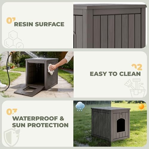 Cat Litter Box Enclosure, Openable Front Door Outdoor Enclosed Cat Litter Box - Image 2