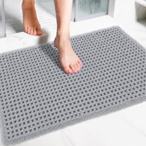 ILANGO Upgraded Waffle Bath Rug 16x24, Super Absorbent Non Slip Bath Mat by ILANGO