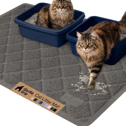 GORILLA GRIP Cat Litter Box Mat, Coiled Mesh Trapping Mats, 47x35 Charcoal by GorillaGrip