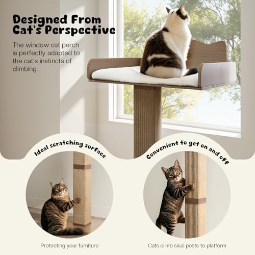 Cat Window Perch with Thick Sisal Scratching Post, Cats Hammock - Image 2
