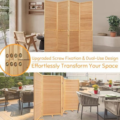 Bamboo Mesh Woven Room Divider 5.6FT, 4 Panel Folding Privacy Screen - Image 7
