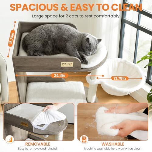 44.8in Modern Wood Cat Tree Tower - Image 3