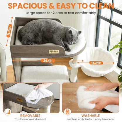 44.8in Modern Wood Cat Tree Tower - Image 3