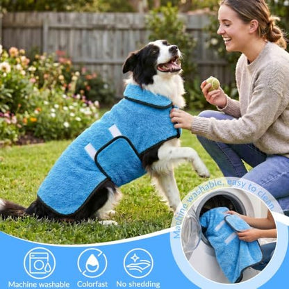Dog Bathrobe, Super Absorbent for Small to Large Dogs, Light Blue S - Image 5