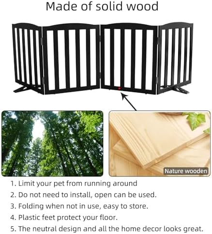 Freestanding Dog Gate Indoor, Doggie Gate Foldable Pet Gates - Image 6