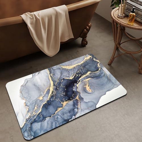 Bath Mat Rug, Gilt Marble Non Slip Quick Dry Super Absorbent Thin Bathroom Rugs - Image 3