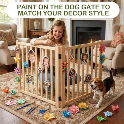 Freestanding Wooden Dog Gate Indoor- 23" H 2 Panels 2PCS - Image 3
